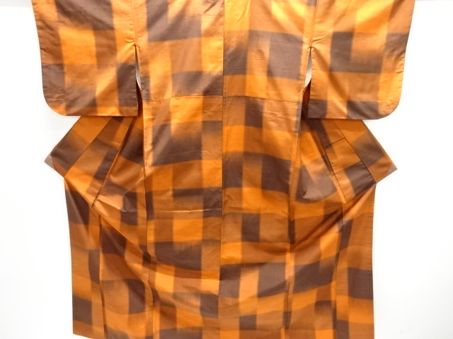 格子織り出し手織り紬着物アンサンブル